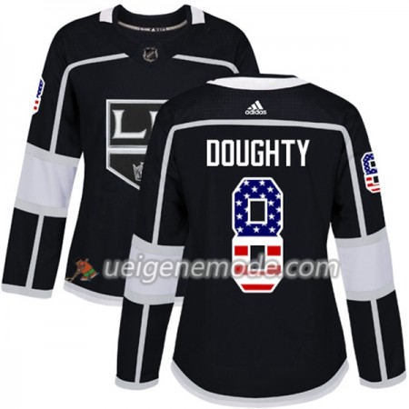 Dame Eishockey Los Angeles Kings Trikot Drew Doughty 8 Adidas 2017-2018 Schwarz USA Flag Fashion Authentic